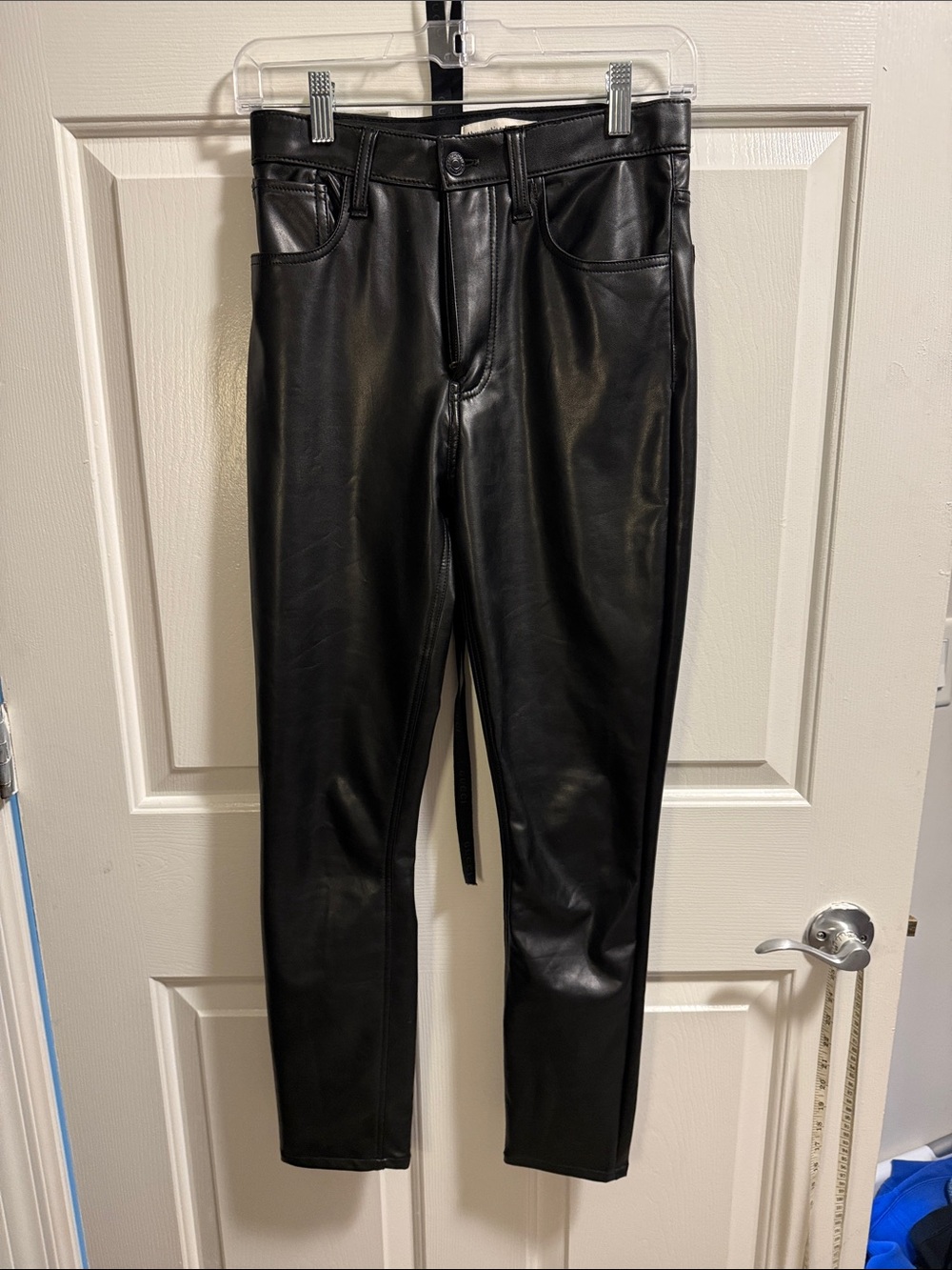 Abercrombie & Fitch Black Vegan Leather High-Rise Skinny Pants